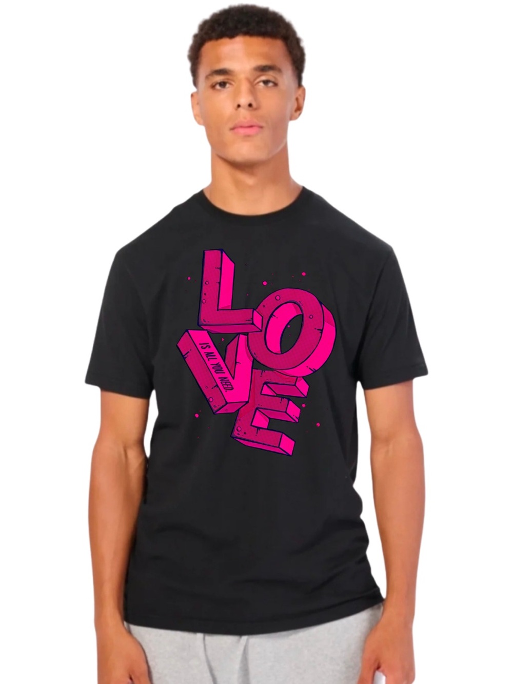 Black Graphic 'LOVE' Crew Neck T-Shirt